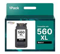 RUDGUZ PG-560XL 560 XL Cartuchos de Tinta Negra de Repuesto para Canon 560 XL PG-560XL para Canon Pixma TS7450 TS5350 TS7450i TS7450a TS5350i TS7451 TS5352 TS5351 TS5350i Negro (Negro, 1-Paquete)
