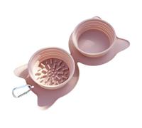 RUDHSJNJK Cuenco de viaje 2 en 1 para perros y gatos - Cuencos dobles portátiles plegables para perros con clips de bloqueo, alimentación de agua, rosa, 35 x 17 cm