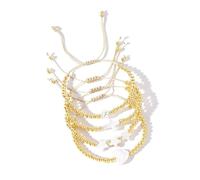 Rudiaoa Elegante Juego De Joyería Para Mujer 4 Pulseras Cuentas Resistentes Oro Con Dije Cruces Estrellas Y Corazones Y Diseños Ajustables Que Se Adaptan A Regalos Únicos