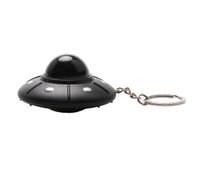Rudiaoa Llavero de platillo volador con luz LED, modelo de nave espacial, decoración única para llaveros o mochilas, llavero de platillo volador, Negro, Talla única