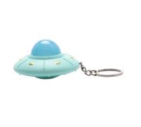 Rudiaoa Llavero de platillo volador con luz LED, modelo de nave espacial, decoración única para llaveros o mochilas, llavero de platillo volador, azul, Talla única
