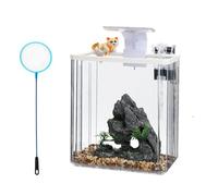 Rudiaoa Los Tanques De Peces Compactos Cuentan con Un Suministro Silencioso Oxígeno E Iluminaciones LED Suaves para La Decoración La Oficina En Hogar.