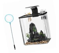 Rudiaoa Los Tanques De Peces Compactos Cuentan con Un Suministro Silencioso Oxígeno E Iluminaciones LED Suaves para La Decoración La Oficina En Hogar.