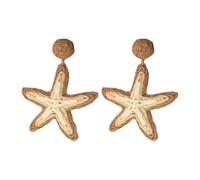 Rudiaoa Pendientes geométricos de estrellas de mar, estilo vintage, aretes colgantes para mujeres de moda, joyería diaria, 6.5x7cm, rafia