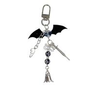 Rudiaoa Unique Halloween Bat Specter Cellphone Strap Festive Keychain Beaded Bag Pendant Keyring Stylish Cellphone Decoration Spooky Phone Strap