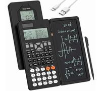 Rudnia - Calculadoras científicas, calculadoras solares rosas con pantalla de 4 líneas, calculadora de 10+2 dígitos y 417 funciones, ideal para estudiantes de secundaria y universitarios (negro)