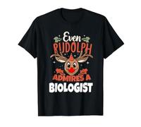 Rudolph admira a un biólogo Que Dice un biólogo navideño Camiseta gráfica económica, Hombre, Negro, M