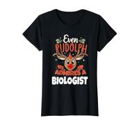 Rudolph admira a un biólogo Que Dice un biólogo navideño Camiseta gráfica económica, Mujer, Negro, XL