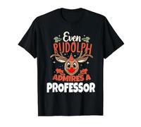 Rudolph admira a un Profesor de Navidad Diciendo Camiseta gráfica económica, Hombre, Negro, L