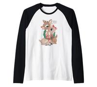 Rudolph and Clarice Holiday Wreath Vintage Christmas Camiseta Manga Raglan