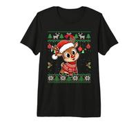 Rudolph el Reno de la Nariz roja con Feo Navidad Camiseta Premium