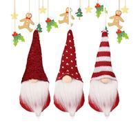 Rudolph Gnome Ornament - Christmas Faceless Doll | Dwarf Christmas Decoration con 3 figuras sin rostro de Papá Noel, colgante para árboles festivos para la pared de la ventana de la puerta y Disp