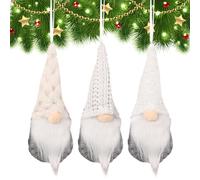 Rudolph Gnome Ornament - Christmas Faceless Doll | Dwarf Christmas Decoration con 3 figuras sin rostro de Papá Noel, colgante para árboles festivos para la pared de la ventana de la puerta y Disp