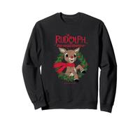 Rudolph Holiday Wreath Illustration Vintage Christmas Sudadera