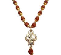 Rudraksha Mala, colgante dorado Om Trishul Damru, medallón espiritual de cadena religiosa Shiva Bholenath, metal, rudraksha, Metel, Rudraksha