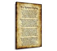 Rudyard Kipling If - Póster de poema moderno enmarcado motivacional para pared, lienzo retro, con citas inspiradoras, póster vertical para dormitorio, enmarcado (12 x 18 pulgadas)