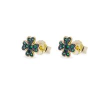 Rue des Mille Stardust Women's Four-Leaf Clover Earrings 925 Silver Green Zircons ORZ-018 M1 QUAD C AU