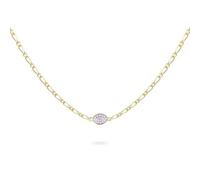 Rue des Mille Women's Chain Necklace 925 Silver Gold GRZ-020 M1 OV AU with Zirconia