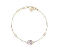 Rue des Mille Women's Four-Leaf Clover Bracelet 925 Silver Gold Zirconia BRZ-018 M1 QUAD AU
