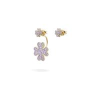 Rue des Mille Women's Four-Leaf Clover Earrings 925 Silver Gold-Plated Zirconia ORZ-018 M5 QUAD AU