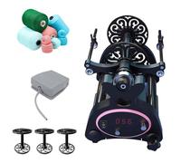 Rueca Eléctrica, Mini Máquina Devanadora de Hilo Doméstica con Pedal, Hiladora de Lana con Cambio de Marcha y Retroceso, Pantalla Digital, Incluye 3 Bobinas, para Tejer(Pink)