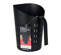 RUECAB - Vaso de pellets calado, pala de pellets de madera calada para filtrar el polvo - Permite el llenado de su estufa - Dimensiones: Ø16 x 23 cm - Peso: 0,7 kg