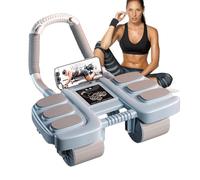Rueda Abdomen | 4 Rebote de la rueda abdominal | Abdomen Roller de ejercicios | Equipo de entrenamiento de núcleo con rodillera para entrenamiento en gimnasio en casa, fitness abdominal