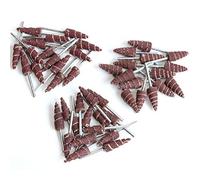 Rueda abrasiva con forma de cono de 3 x 10 mm, cabezal de molienda de papel de lija para herramienta giratoria, vástago de 3 mm, 45 piezas, utilizado para surcos, huecos, pulido de esquinas