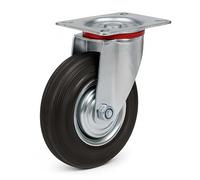 Rueda auxiliar giratoria 200mm Goma maciza Estructura metal Llanta robusta Montaje Bricolaje Muebles