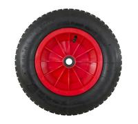 Rueda carretilla - neumática, diámetro 370 mm, eje de 20 mm, fabricada en plástico, ideal para invernaderos y transporte ligero.
