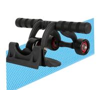 Rueda con rodillo para abdominales, rodillo para abdominales con 3 ruedas, antideslizante, resistente, silencioso, con tapete para arrodillarse y tabla de frenado, desodorante unisex, mango transpira