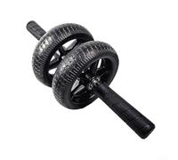 Rueda de abdominales sin rebote, rodillo de doble rueda para entrenamiento central, equipo de fitness resistente con neumáticos de goma y asas ergonómicas para entrenamiento de gimnasio en casa (negro