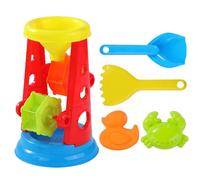 Rueda de agua de arena de plástico para caja de arena, juego de juego con embudo de colador, así como para actividades al aire libre en la playa en el jardín, juego de herramientas para (rojo, 25 cm)
