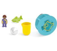 PLAYMOBIL Junior Aqua 71688 Rueda de Agua con bebé tiburón, Divertida diversión acuática, Juguete sostenible Hecho de plásticos a Base de Plantas, Juguetes para niños y niñas a Partir de 1 año