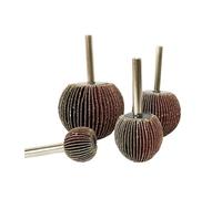 Rueda de aleta de papel de lija esférica D20/30/40/50, grano 60/80/120/180, vástago de 6mm, herramienta rotativa abrasiva con forma de bola(180 Grit)