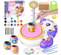 Rueda de alfarero para niños, juguete de unicornio para niñas de 6 a 12 años, juego completo de pintura de cerámica con 4 arcilla seca al aire, juego de alfarero para principiantes, regalos de