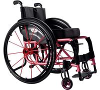 Rueda de aluminio de aluminio plegable súper ligero de rueda manual autopropulsada con reposo en la pierna de la pierna del reposabrazos cómoda carga de la rueda del deporte ergonómico 100 kg, rosa,
