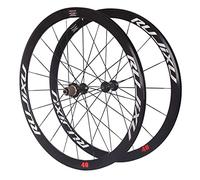 Rueda de Bicicleta 700c Juego de Ruedas de Bicicleta de Carretera Llanta de aleación de Doble Pared 40 mm V Freno QR 8-11 velocidades Cojinete Sellado(Black)