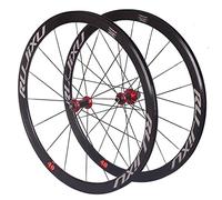 Rueda de Bicicleta 700c Juego de Ruedas de Bicicleta de Carretera Llanta de aleación de Doble Pared 40 mm V Freno QR 8-11 velocidades Cojinete Sellado(Red1)