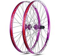 Rueda De Bicicleta De Carreras De 26/27,5/29 Pulgadas, Llantas De Aleación De Doble Pared, Juegos De Ruedas De Eje Pasante con Freno De Disco For Casetes De 7-11 Velocidades(Purple,26inch)