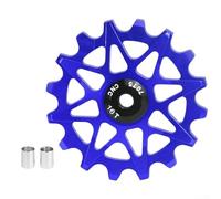 Rueda de cambio trasera de aleación de aluminio 10T y 16T polea con rodamiento guía y dos bujes para bicicletas de 6 12 velocidades, y diseño ligero (16T azul)