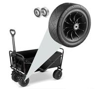 Rueda de carrito de jardín de poliuretano resistente de 8 pulgadas, giratoria de 360° con rodamientos para todos los terrenos, capacidad de 300 kg, compatible con la mayoría de vagones (negro/naranja