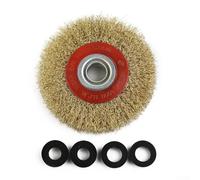 Rueda de cepillo de alambre chapado en latón a base de acero inoxidable de 125 mm para amoladora de banco con calibre de alambre de 0,3 mm y límite de funcionamiento de 6000 rpm