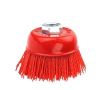 Rueda de cepillos con forma de copa abrasiva Cepillo de copa con cerdas nailon y filamento abrasivo 75 mm for amoladora angular, cepillo rueda for pulir madera metal(Grit 80 M14)
