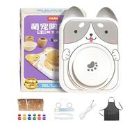 Rueda de cerámica para niños, 1.97 pulgadas, máquina de arcilla eléctrica para la creación, herramientas de arte USB con moldura de moldeado de animales de pintura tallada, suministros de cerámica
