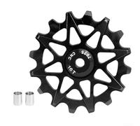 Rueda de desviador trasero para bicicletas 10T 16T con cuerpo de aleación de aluminio rodamiento de bolas de porcelana y bujes duales compatibles con sistemas de velocidad múltiple (16T negro)