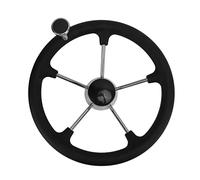 Rueda de dirección para bote de 13,5 pulgadas | 304 Stainless Steel Tarnish Protected | PU Foam Grip Secure Grip | Marine Steering Wheel for Yachts/Boats/Ships
