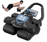 Rueda de ejercicio con rebote automático, soporte de codo y temporizador para entrenamientos de fitness en casa