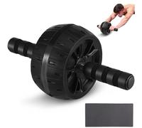 Rueda de Ejercicios Abdominales Negra para Entrenamiento del Core | Pp-ter Steel y Esponja, Agarre Cómodo, Rodillera y Almohadilla de Apoyo Incluidas