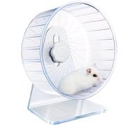 Rueda de hámster, rueda silenciosa para hámster, rueda silenciosa, ruedas de ejercicio para hámster, soporte ajustable, rueda de práctica para hámster, rueda de rata tranquila (Φ 14 cm, transparente)